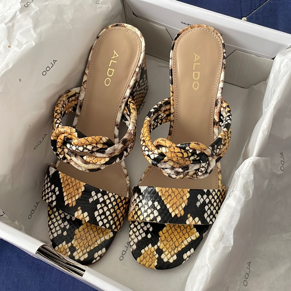 Aldo snake print slides